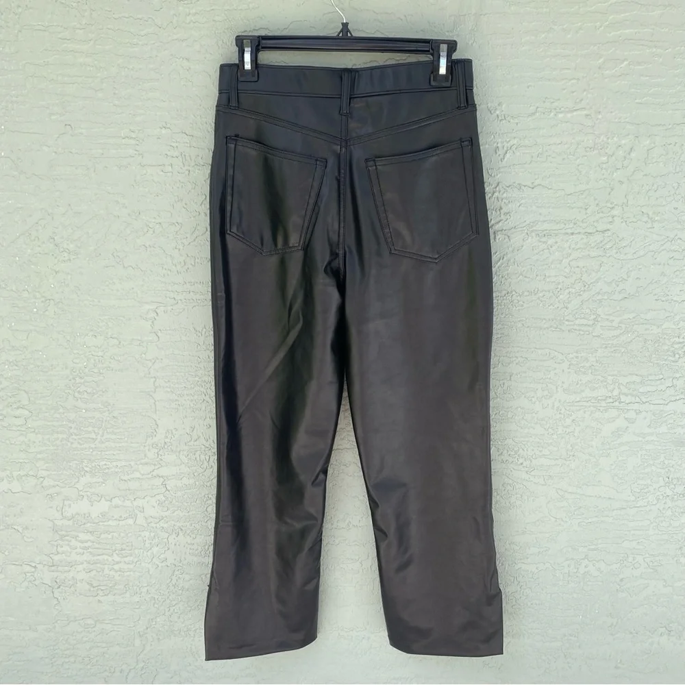 Abercrombie & Fitch Women's Black Vegan Leather High Rise Straight Pants Size 28